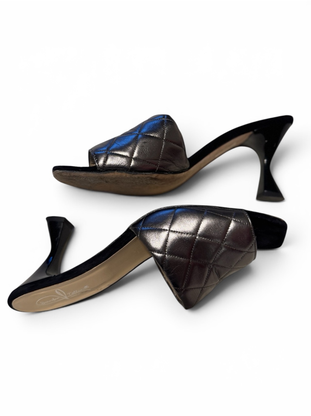 Black Sculptural Heel Mules